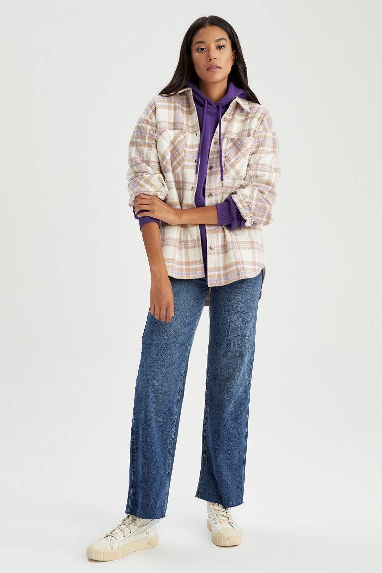 Oversize Fit Retro Plaid Lumberjack Shirt Tunic