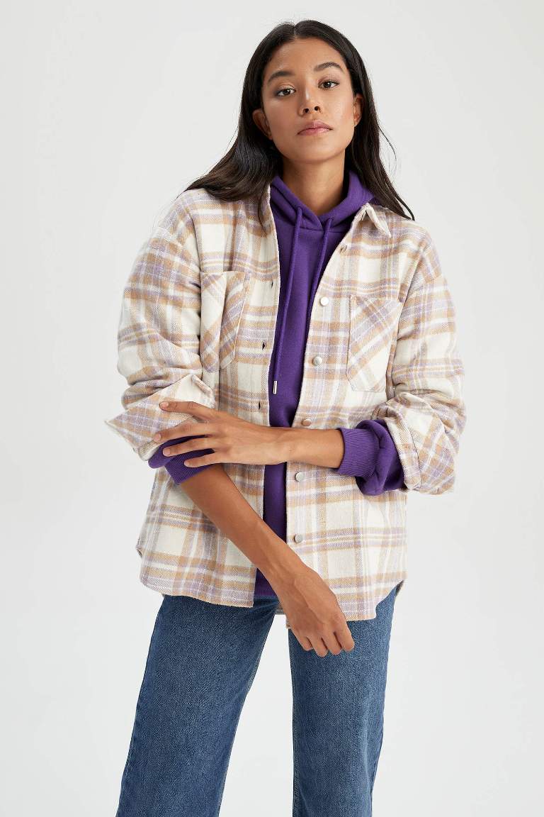 Oversize Fit Retro Plaid Lumberjack Shirt Tunic