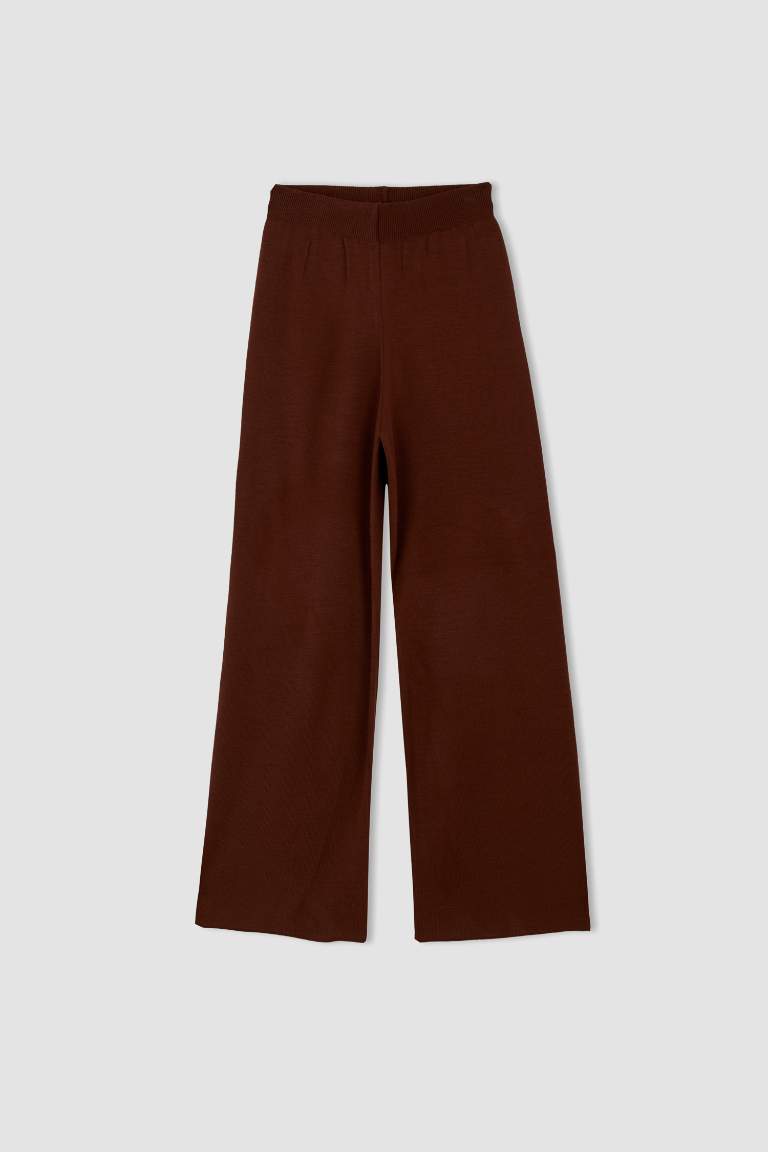Wide Leg Yüksek Bel Triko Pantolon