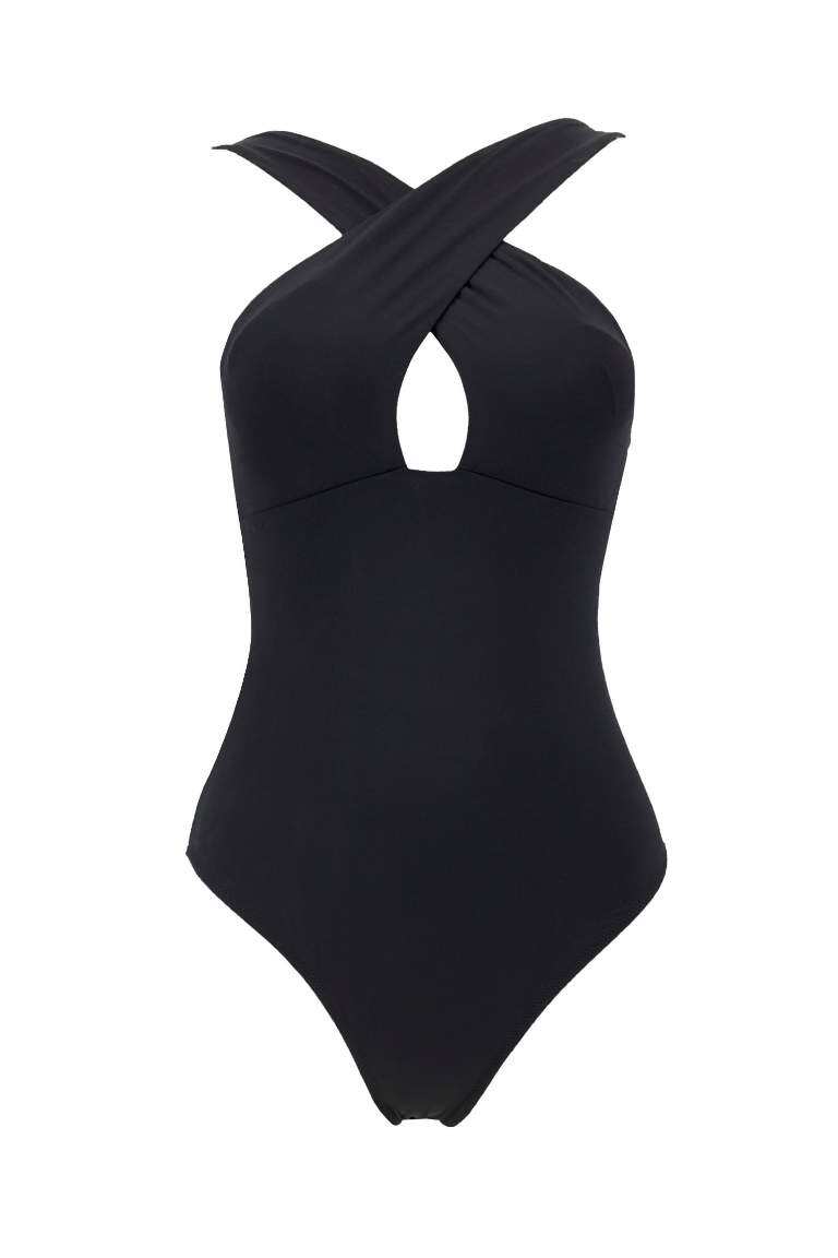 Black Woman Cross Collar Detailed Swimsuit 2062291 | DeFacto