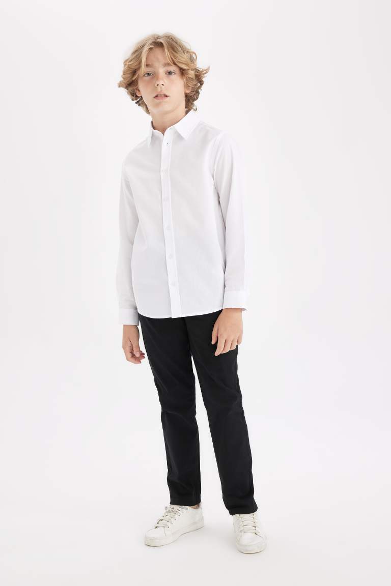 Boy Black Straight Leg Gabardine School Pants