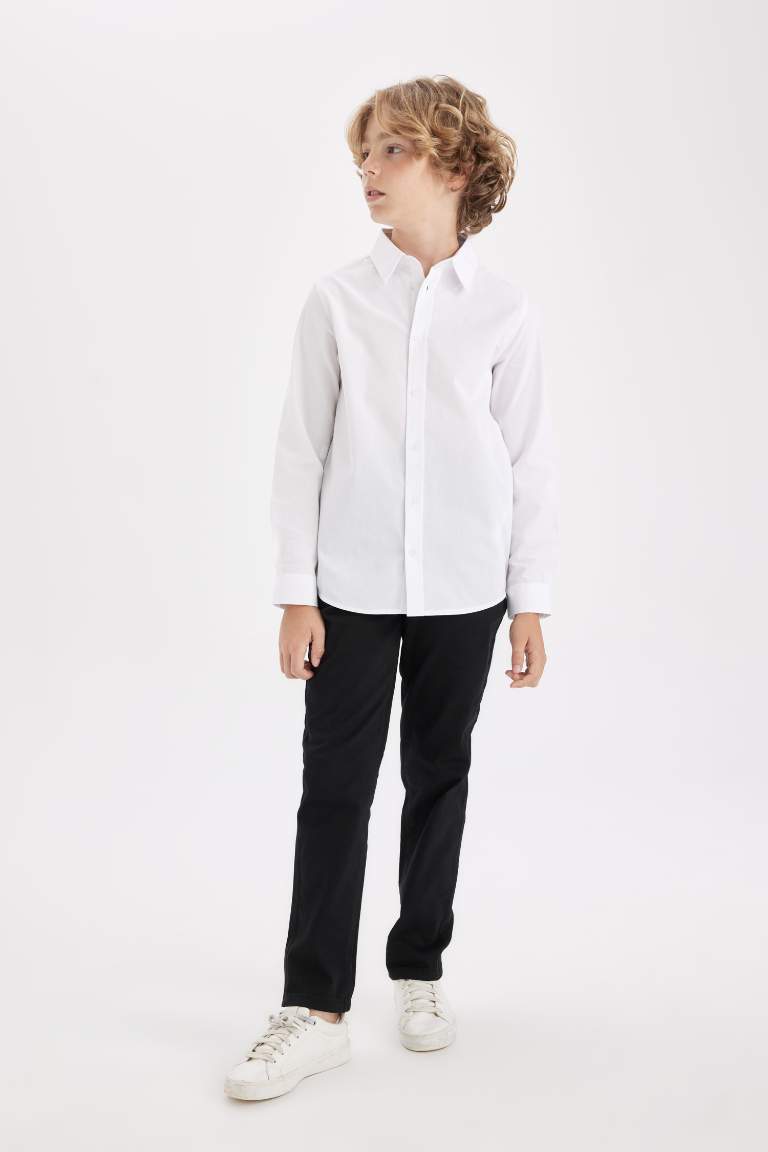 Boy Black Straight Leg Gabardine School Pants