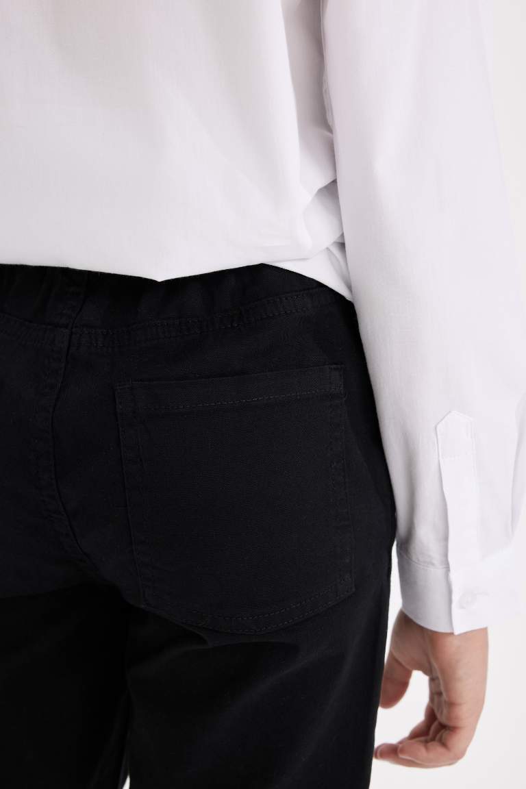 Boy Black Straight Leg Gabardine School Pants