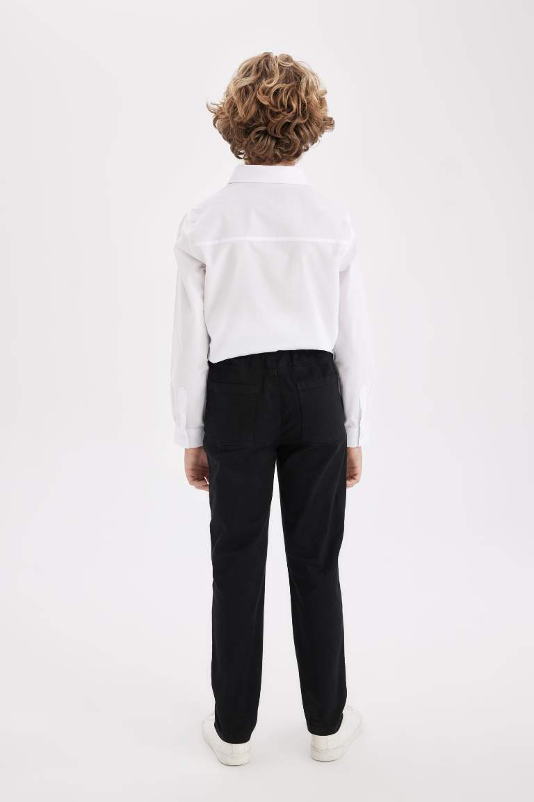 Boy Black Straight Leg Gabardine School Pants