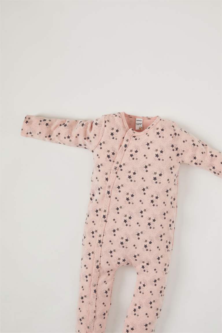 Koyu Pembe Kız Bebek Kız Bebek Yıldız Desenli Çıtçıtlı