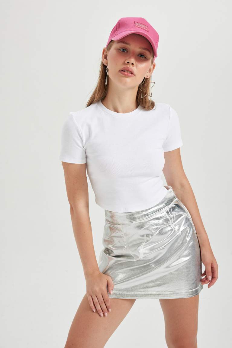 Coool Fitted Basic Kısa Kollu Crop Tişört