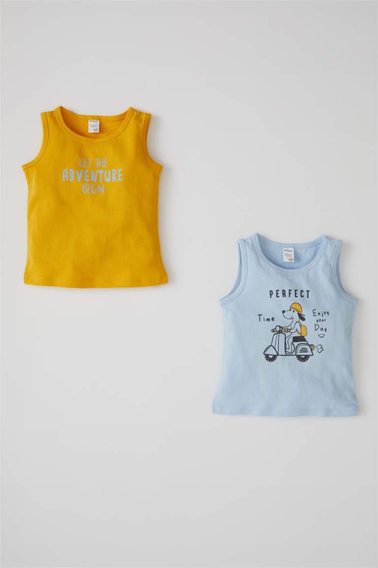 Yellow BABY BOY Printed Sleeveless TShirt (2 Pack) 1995518 DeFacto