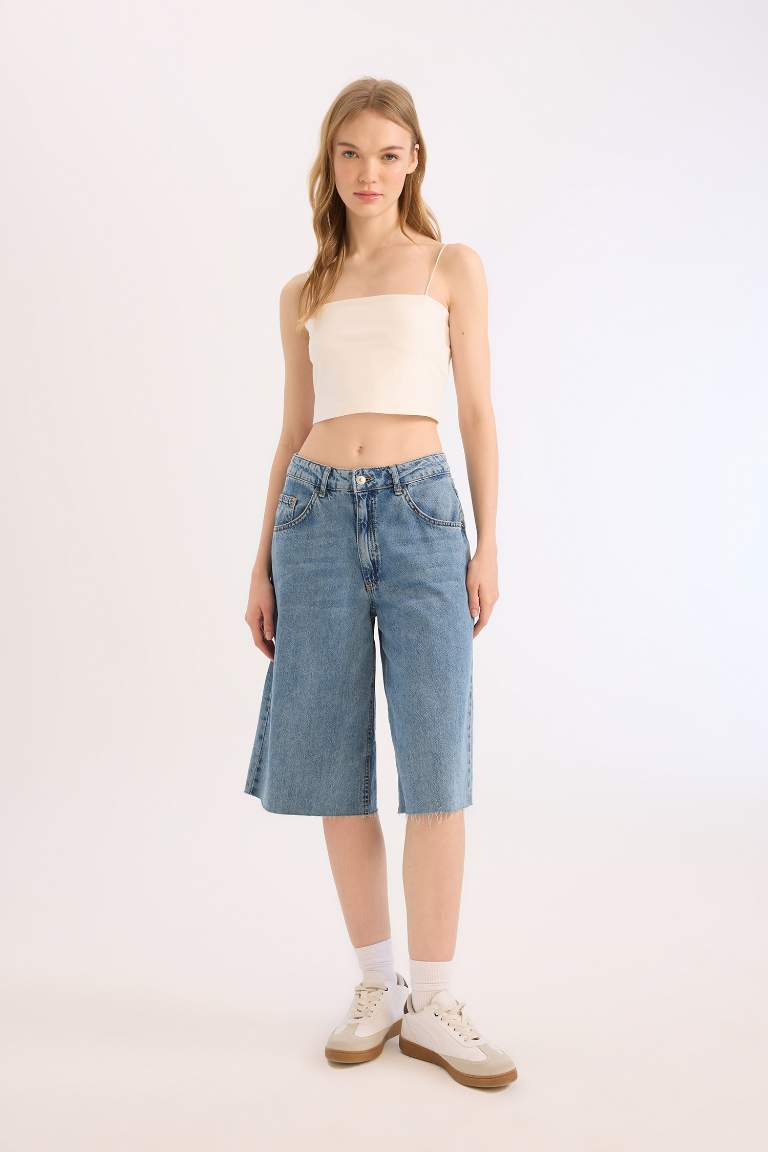 Fitted Strappy Cotton Crop Basic Tank Top