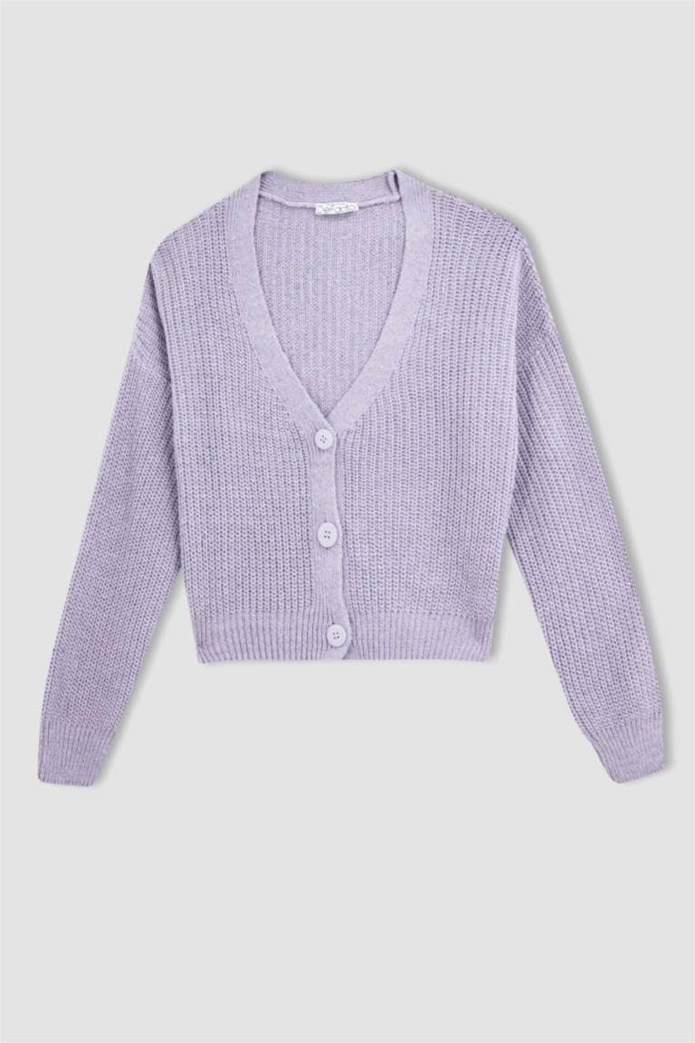 Rd Style V Neck Lilac Purple Cardigan Purple WOMAN Regular Fit V