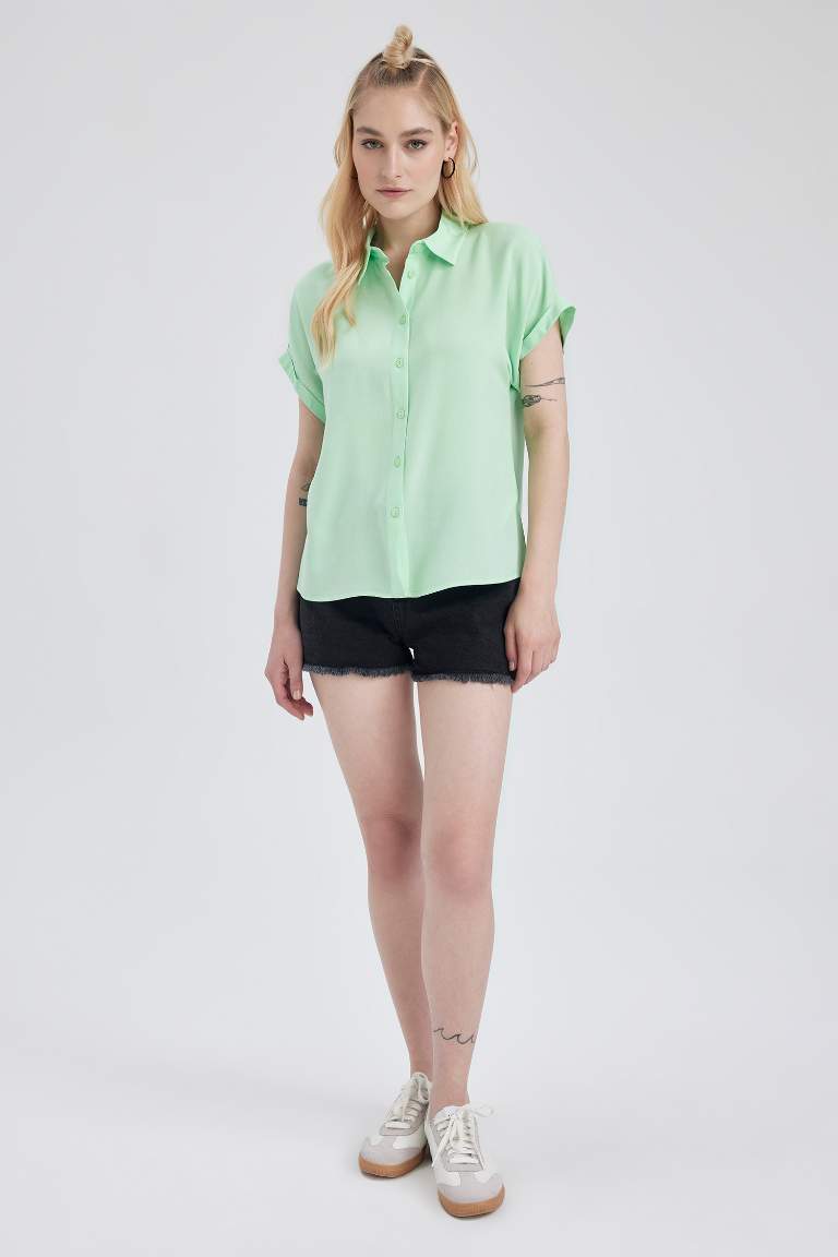 Regular Fit Shirt Collar Short Sleeve Shirt