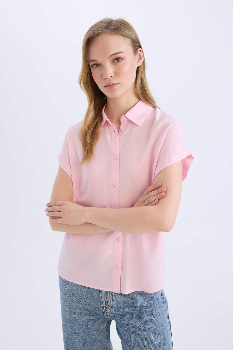 Regular Fit Shirt Collar Short Sleeve Shirt