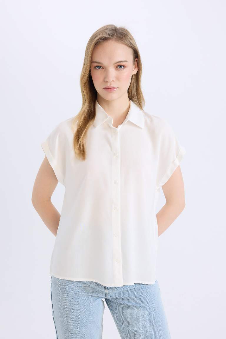 Regular Fit Shirt Collar Short Sleeve Shirt