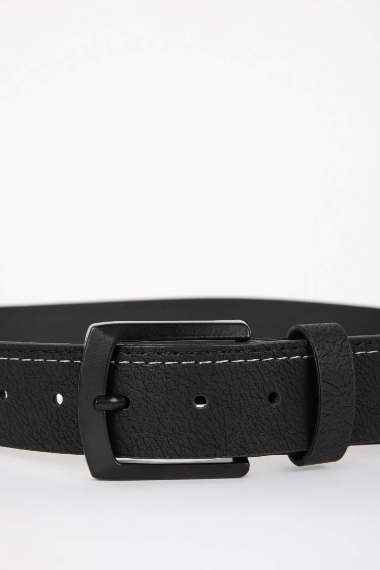 Men's Rectangle Buckle Faux Leather Belt