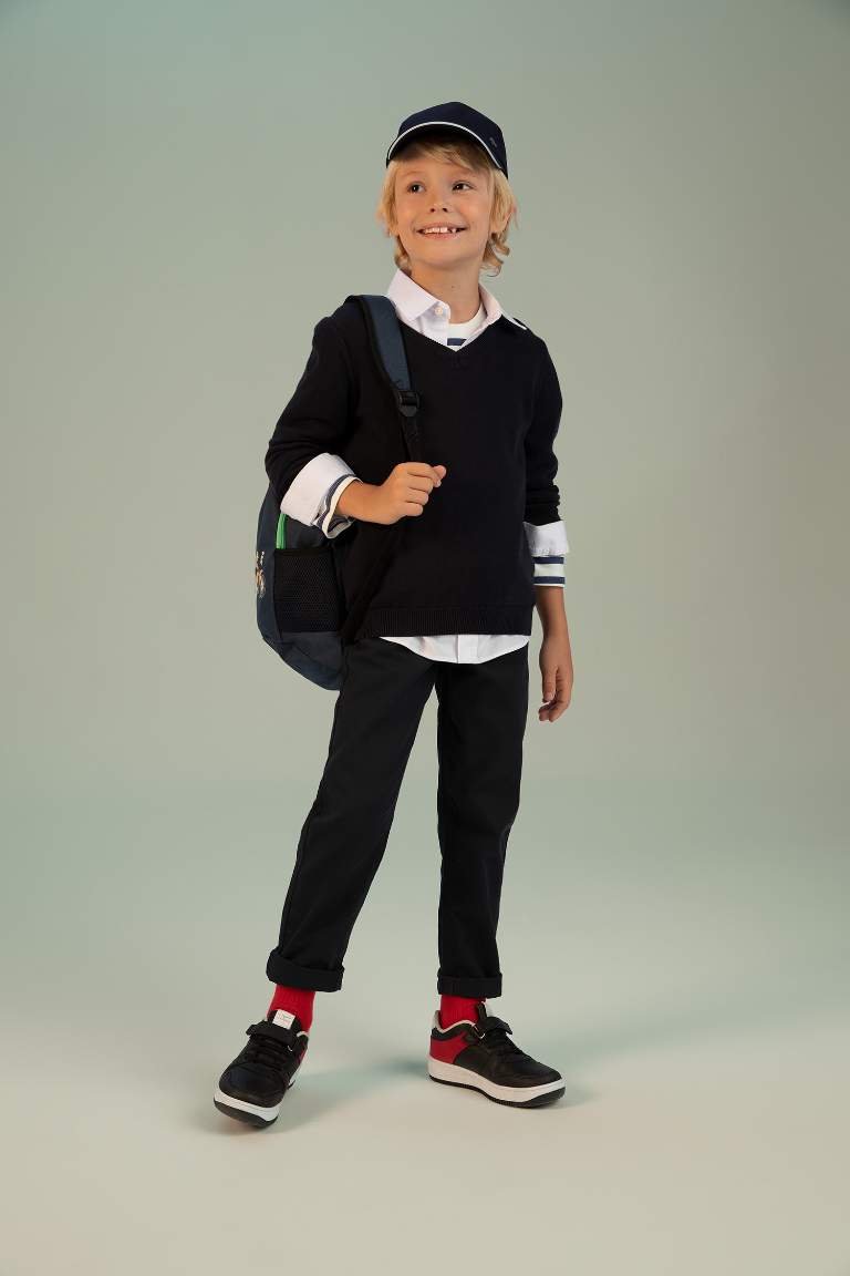 Boy Regular Fit Back To School Straight Leg Gabardine Trousers