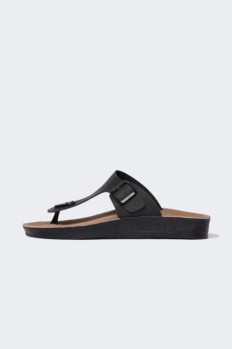 Faux Leather Flip Flops