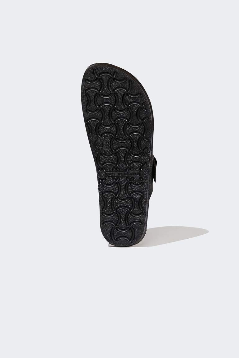 Faux Leather Flip Flops