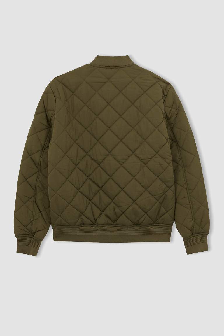 Su İtici Bomber Mont Ceket Slim Fit Dar Kesim Kolej Yaka Fermuarlı Cepli Astarlı Mevsimlik Hafif