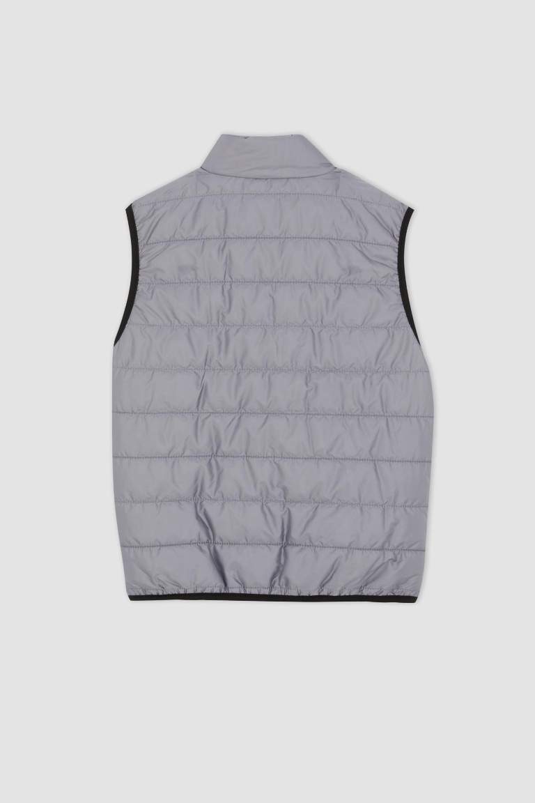 Slim Fit Dik Yaka Fermuar Kapamalı Su İtici Warmtech Isı Yalıtımlı Mevsimlik Şişme Yelek