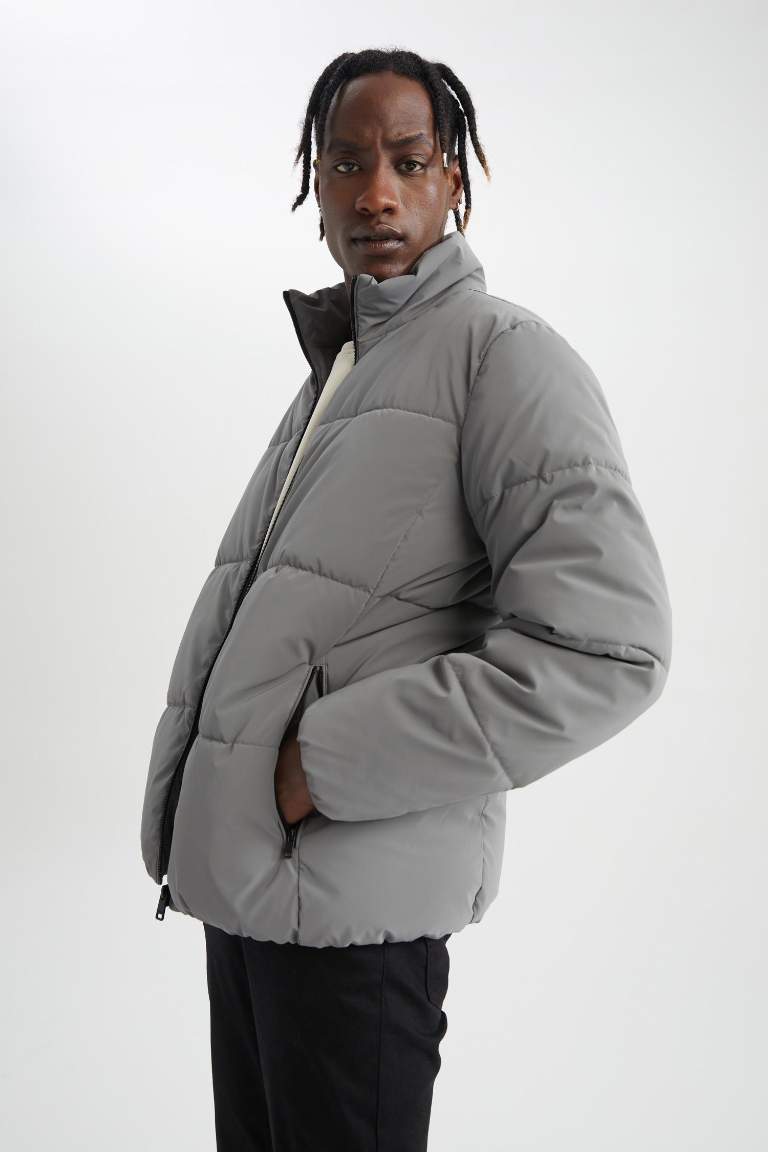 Slim Fit Dik Yaka Puffer Şişme Mont