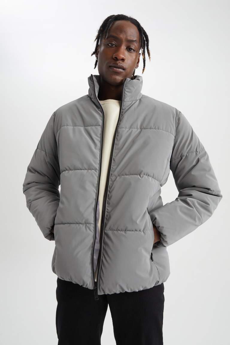 Slim Fit Dik Yaka Puffer Şişme Mont