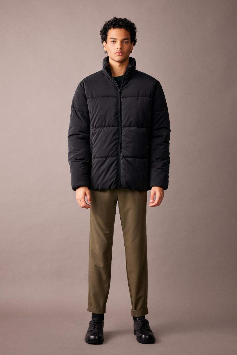 Slim Fit Dik Yaka Puffer Şişme Mont