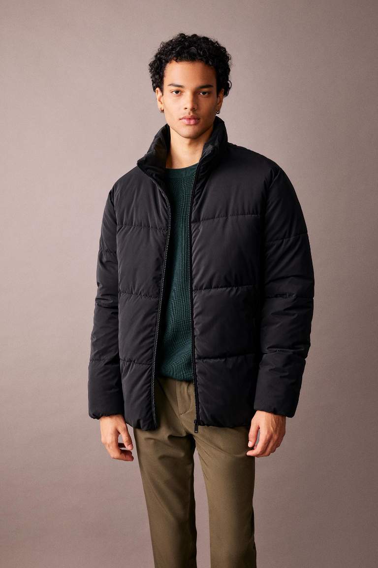 Slim Fit Dik Yaka Puffer Şişme Mont