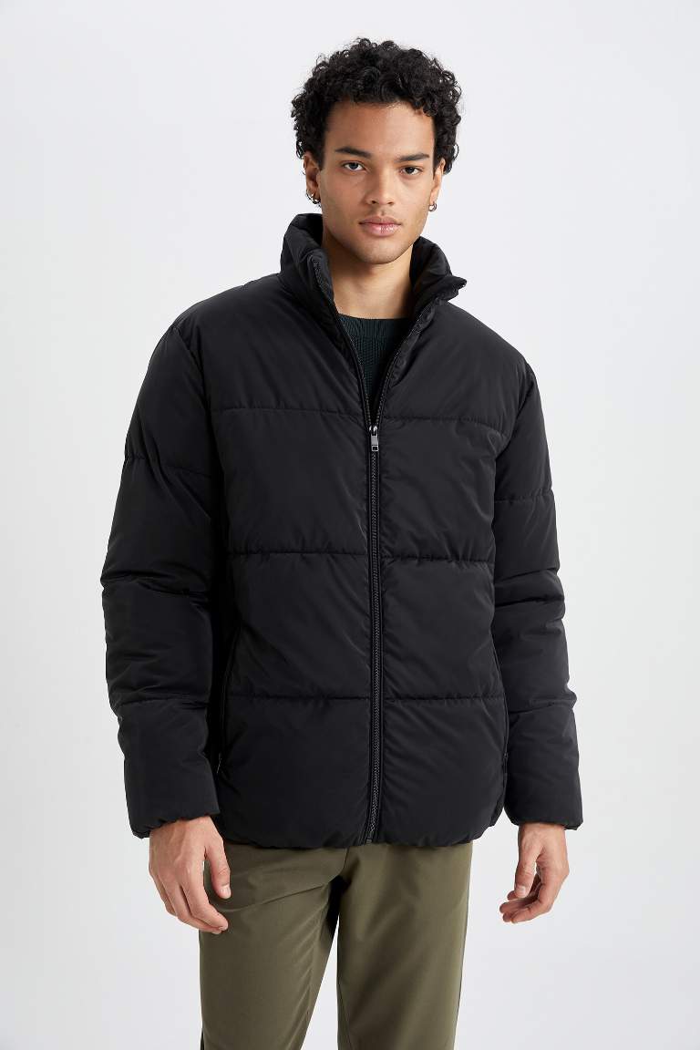 Slim Fit Dik Yaka Puffer Şişme Mont