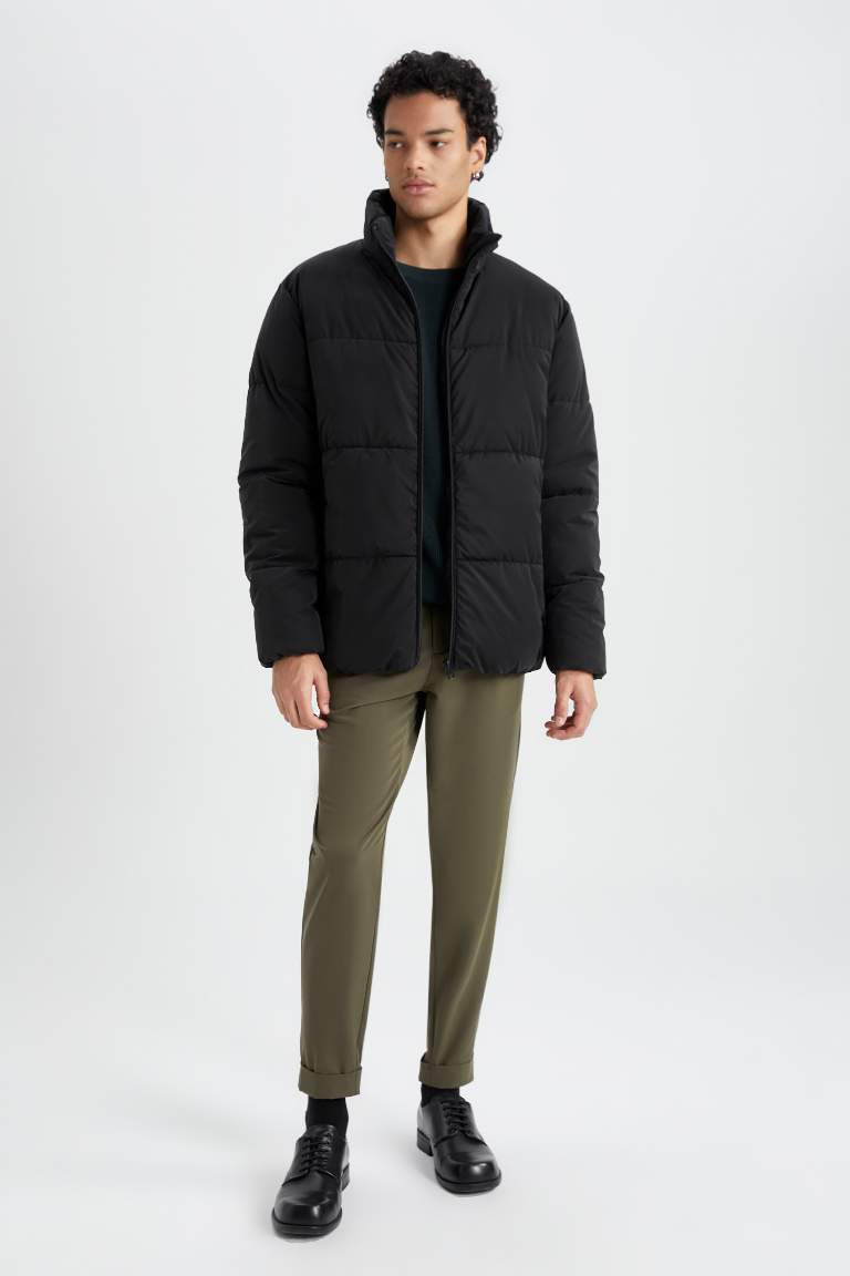 Slim Fit Dik Yaka Puffer Şişme Mont