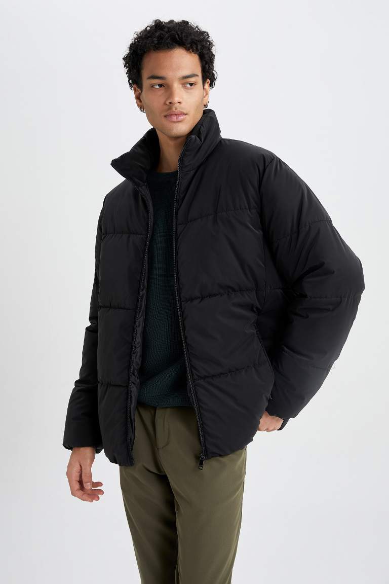 Slim Fit Dik Yaka Puffer Şişme Mont