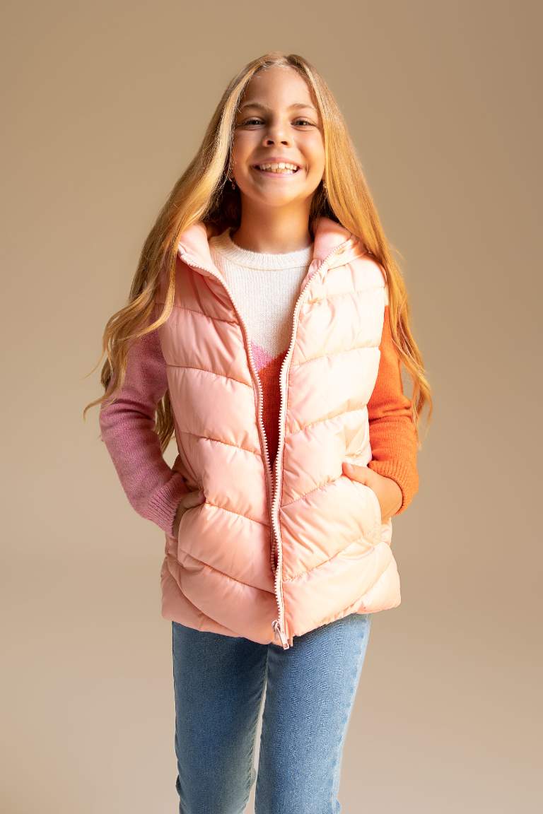 Girl Hooded Fleece Lined Vest