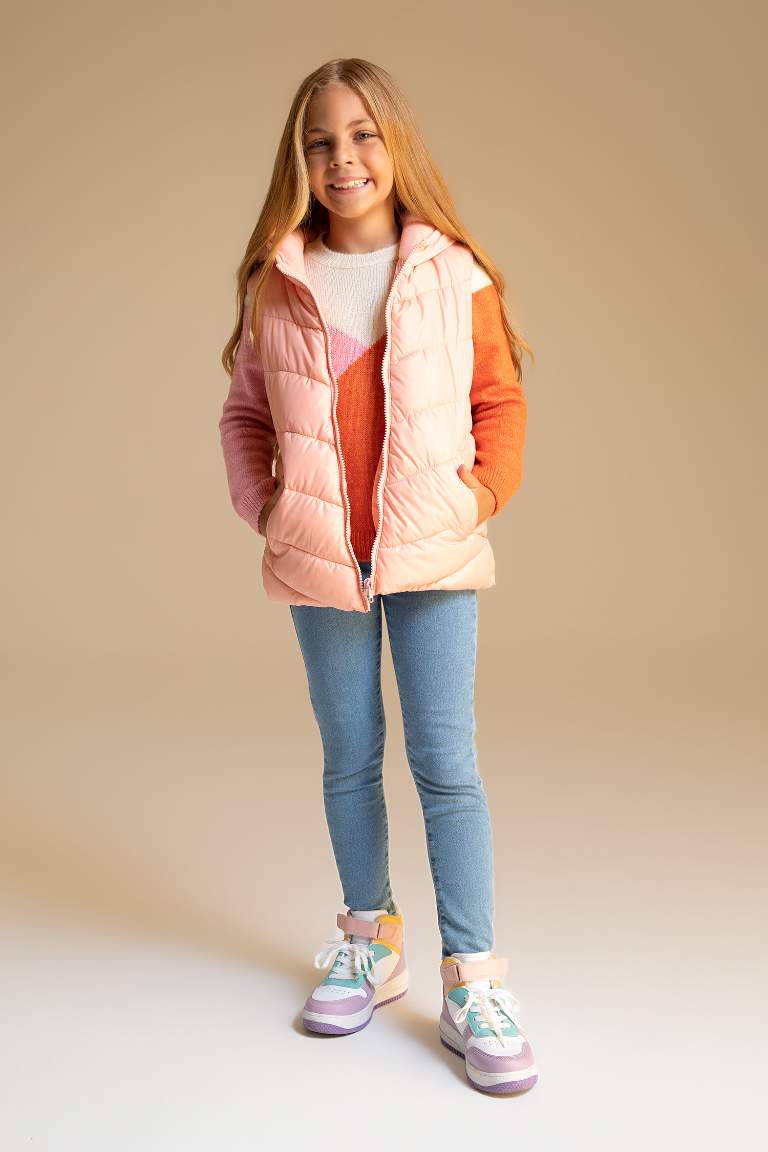 Girl Hooded Fleece Lined Vest