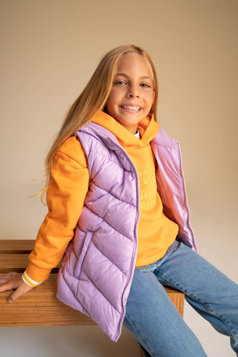 Girl Hooded Fleece Lined Vest