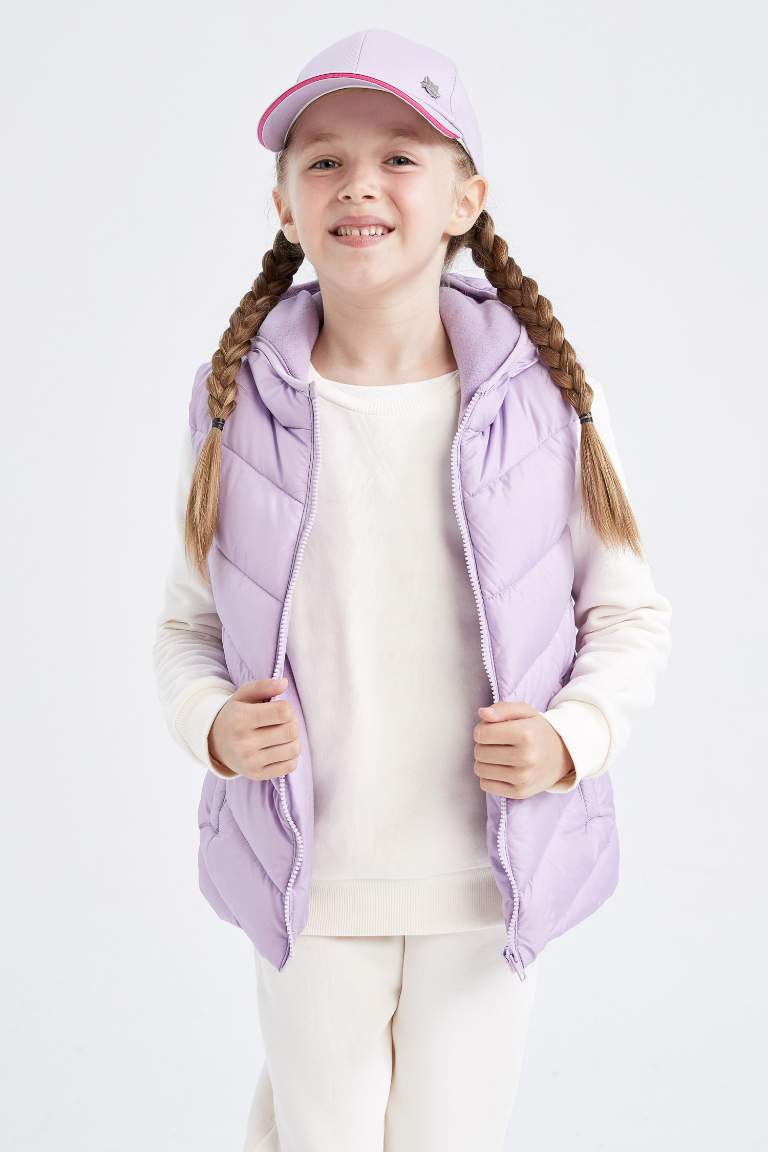 Girl Hooded Fleece Lined Vest