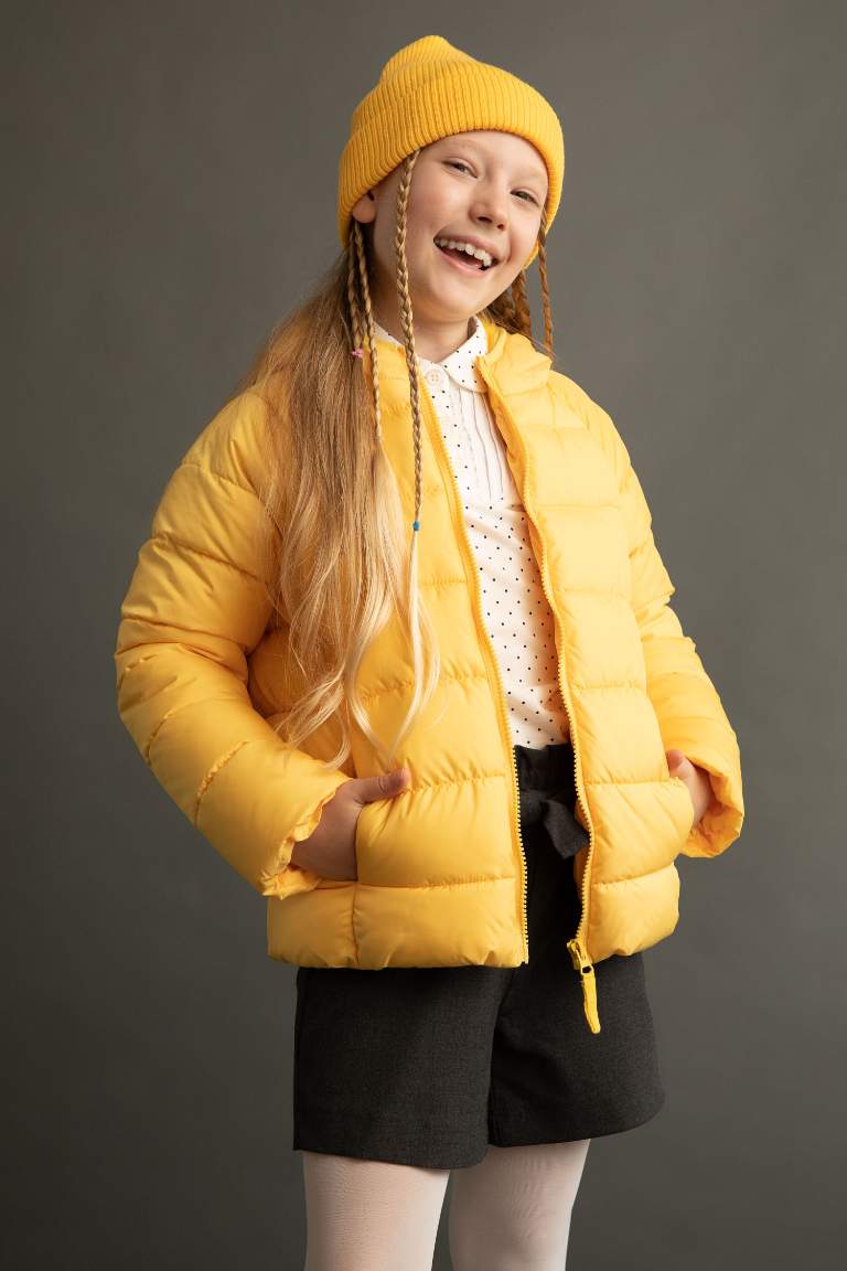 Girl Hooded Lining Fleece Puffer Jacket