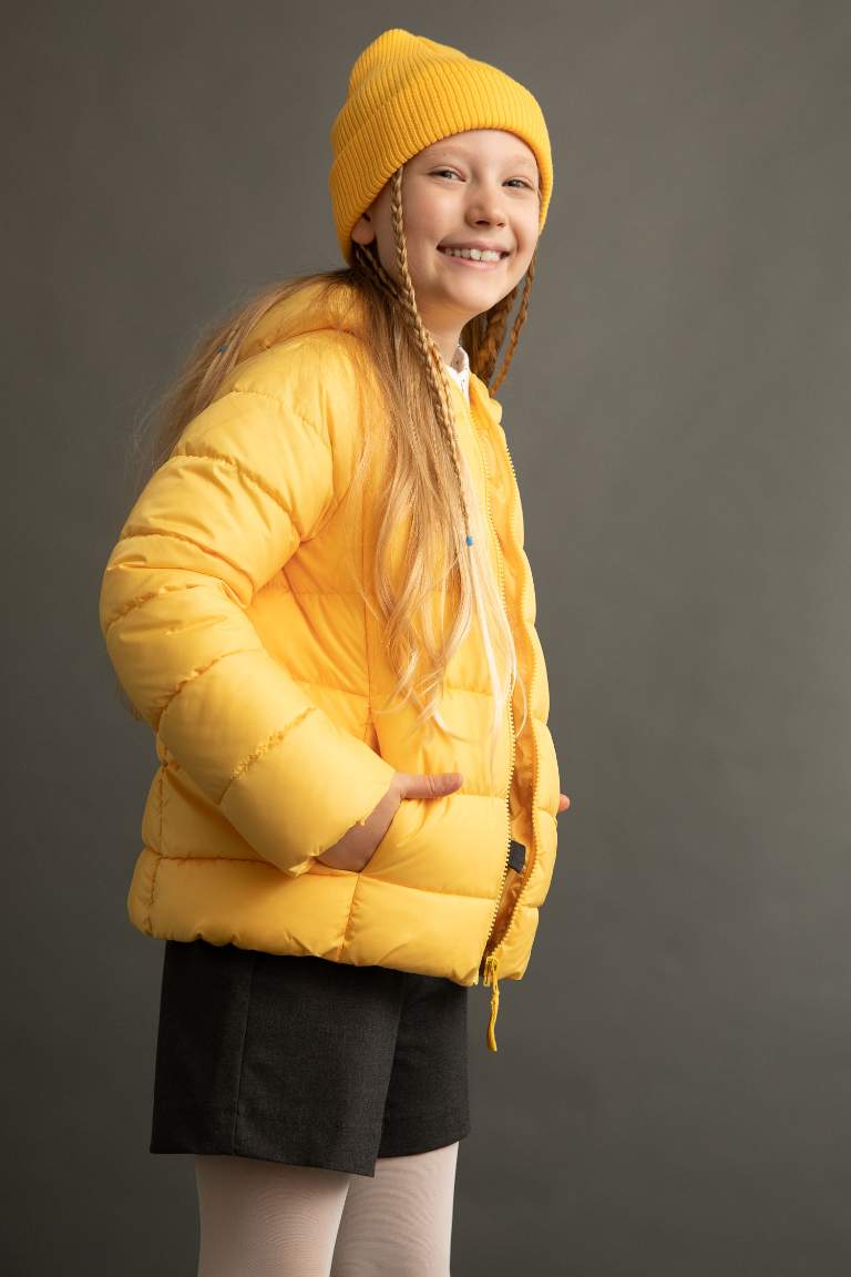 Girl Hooded Lining Fleece Puffer Jacket