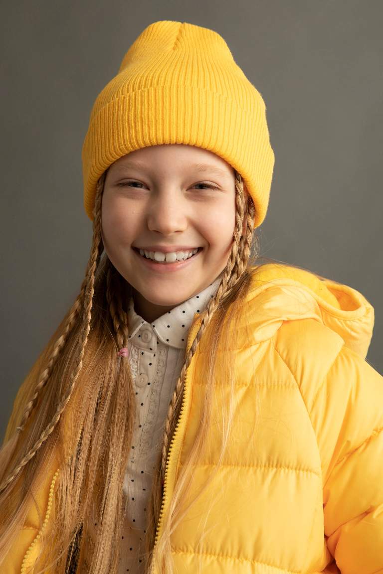 Girl Hooded Lining Fleece Puffer Jacket