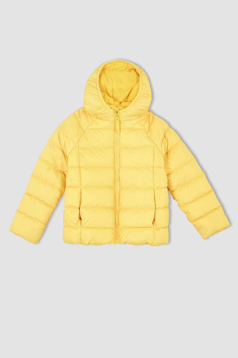 Girl Hooded Lining Fleece Puffer Jacket