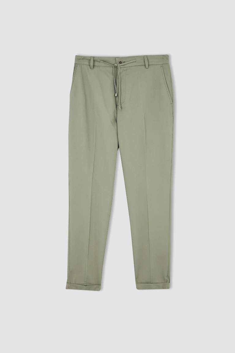 Beli Bağcıklı Duble Paça Jogger Chino Pantolon