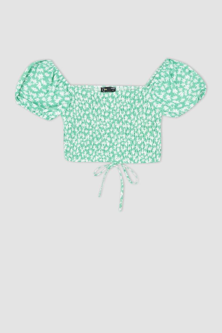 Heart Collar Flower Coool Short Sleeve Blouse