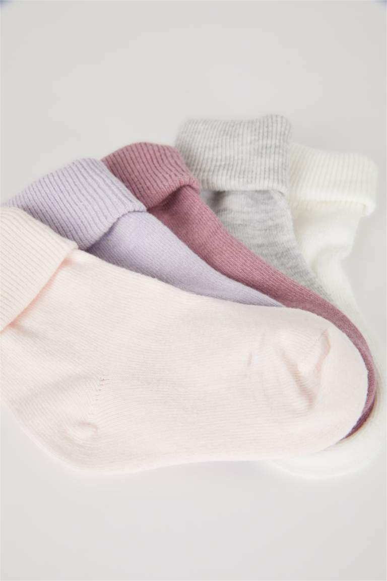 Kız Bebek Kaydırmaz Taban 5'li Pamuklu Uzun Çorap