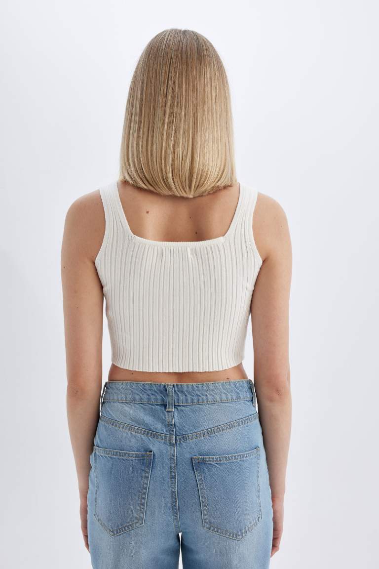 Slim Fit Square Neck Knitted Crop Top