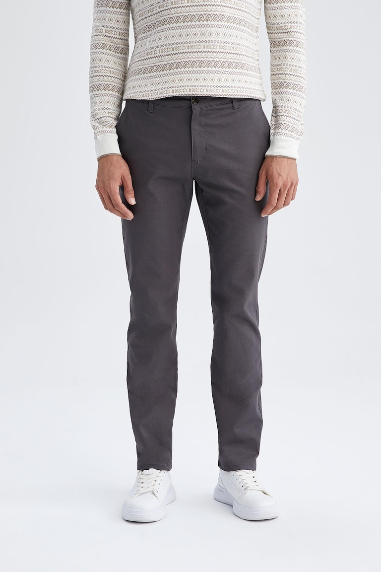 Pantalon Homme NEXT Gris à Plis, Coupe Régulière 34L (long) - Neuf Avec étiquettes