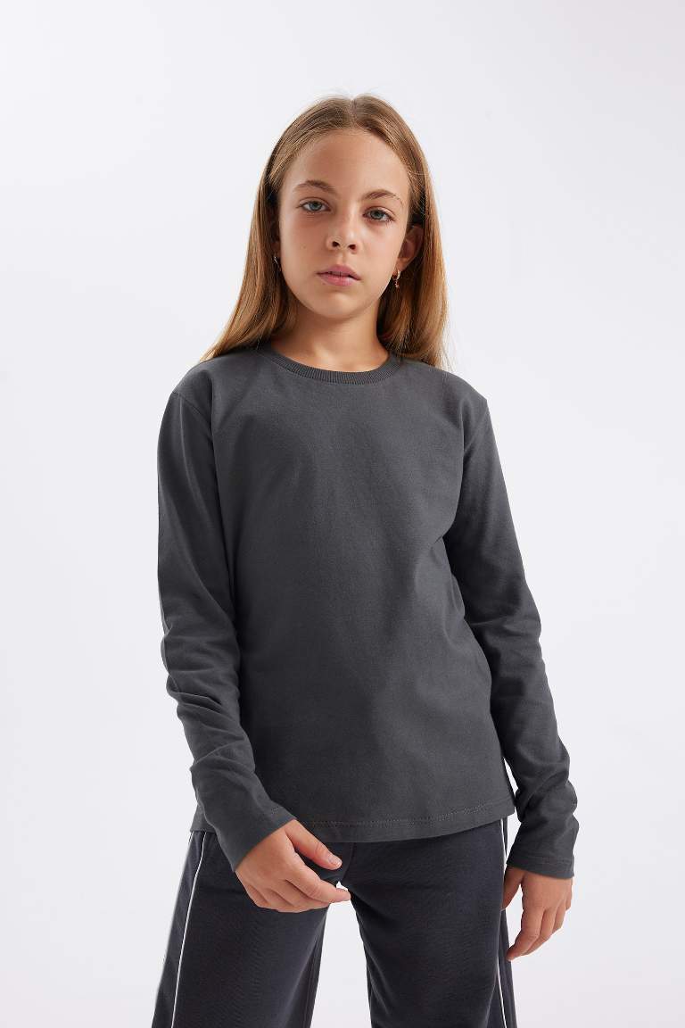 Girl Crew Neck Long Sleeve School T-Shirt