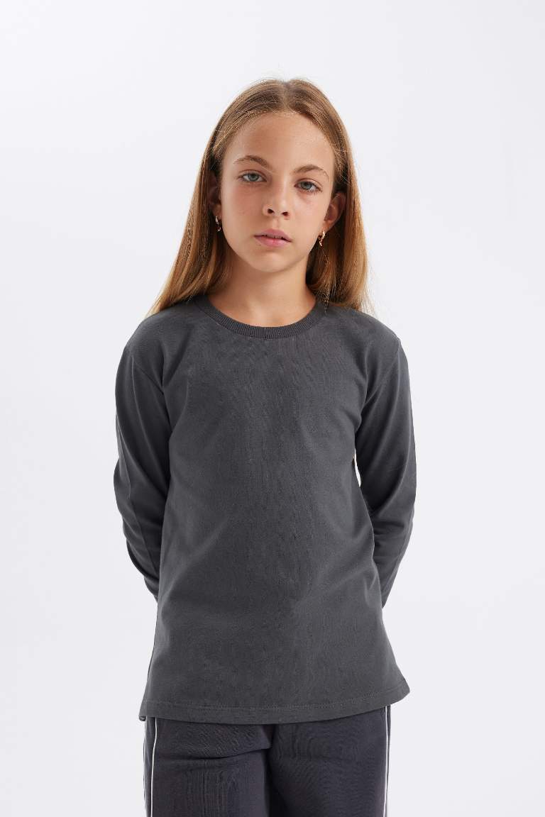 Girl Crew Neck Long Sleeve School T-Shirt