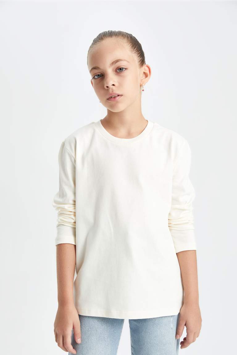 Girl Crew Neck White School T-Shirt