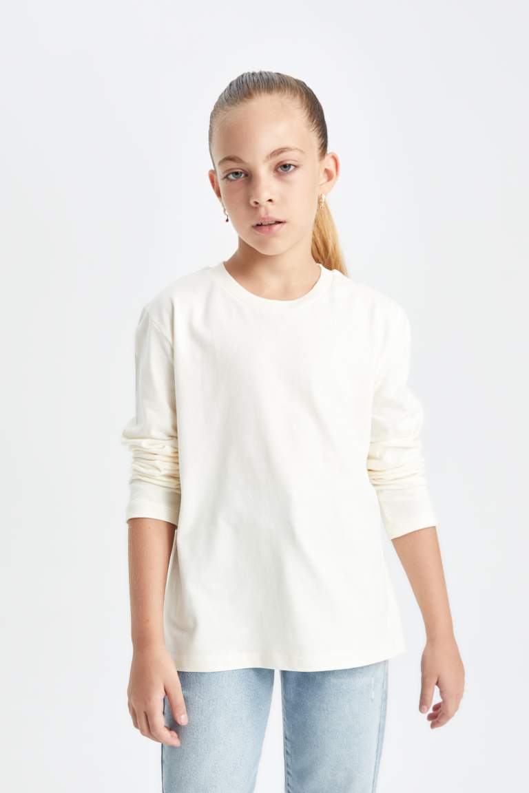 Girl Crew Neck White School T-Shirt