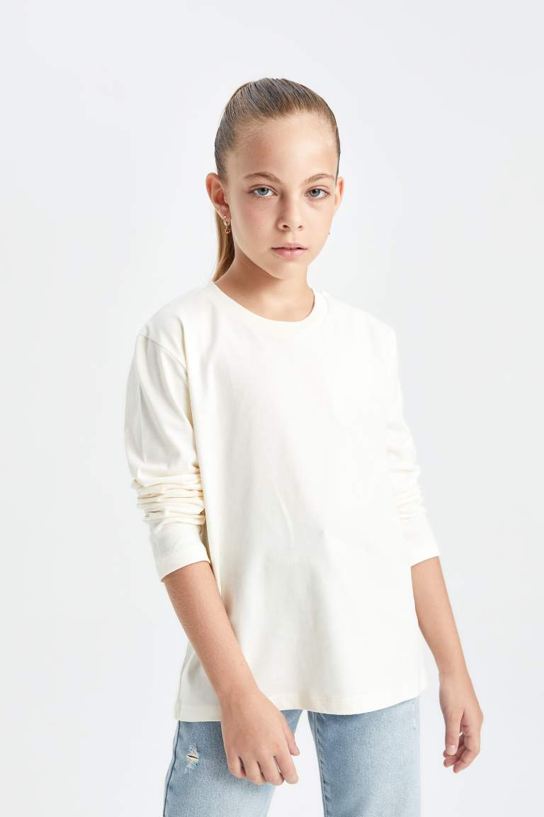 Girl Crew Neck White School T-Shirt