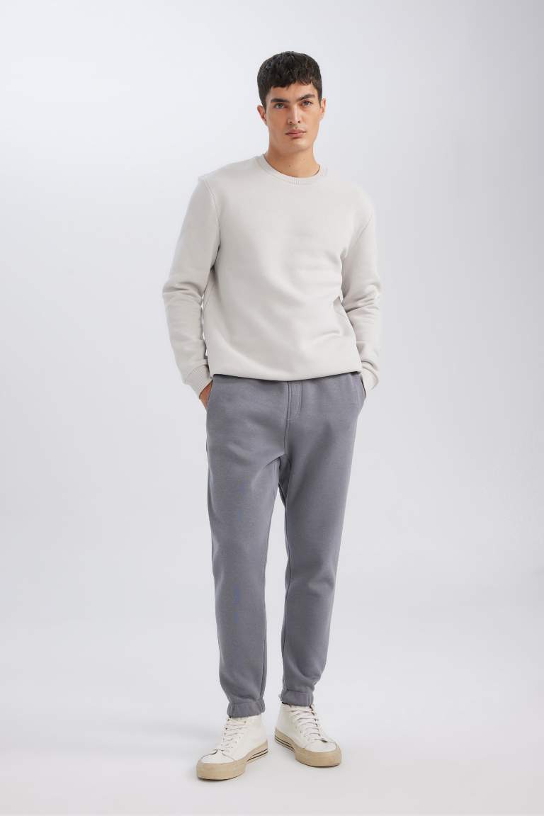 Relax Fit Thick Sweatshirt Fabric Rib Hem Sweatpants