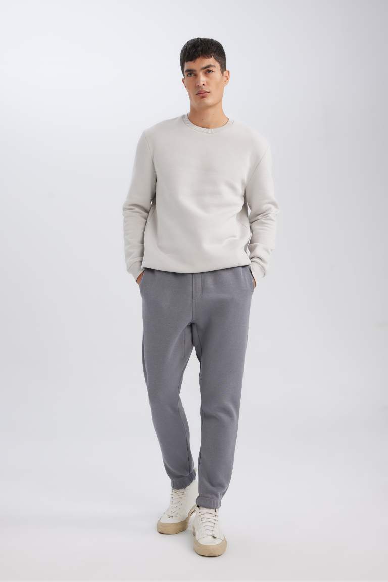 Relax Fit Thick Sweatshirt Fabric Rib Hem Sweatpants