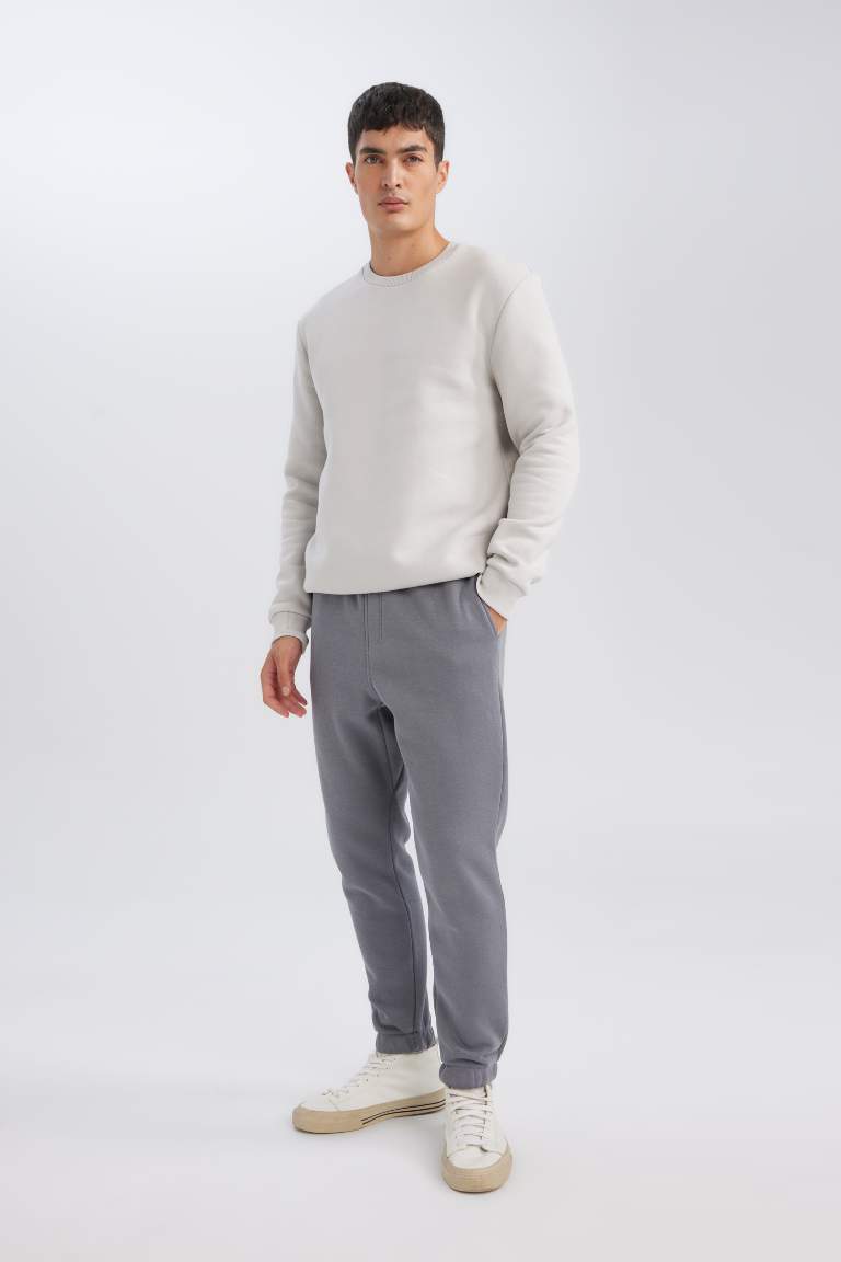 Relax Fit Thick Sweatshirt Fabric Rib Hem Sweatpants